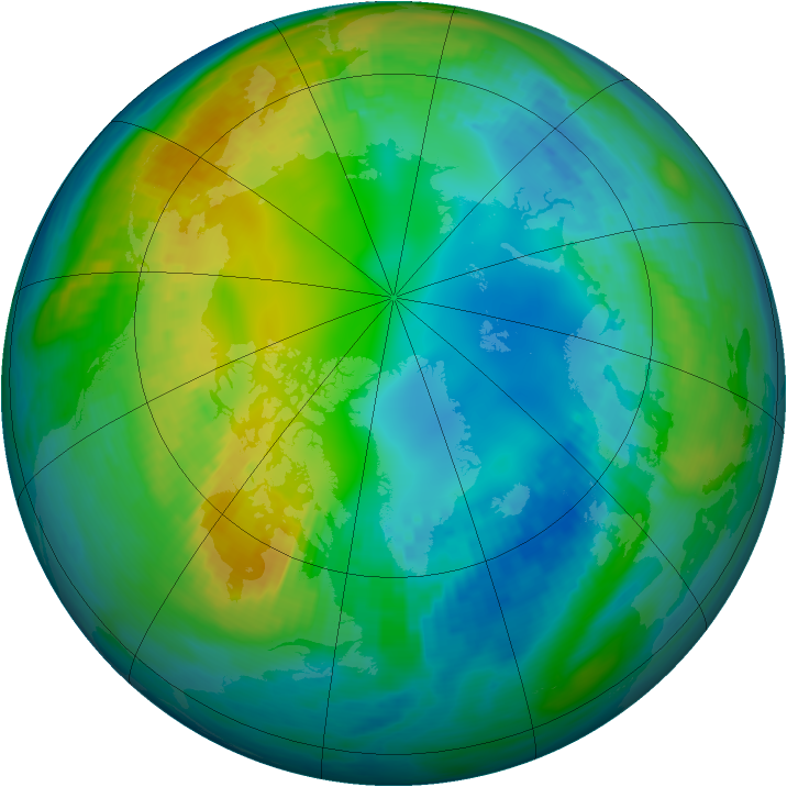 Arctic ozone map for 09 November 1981